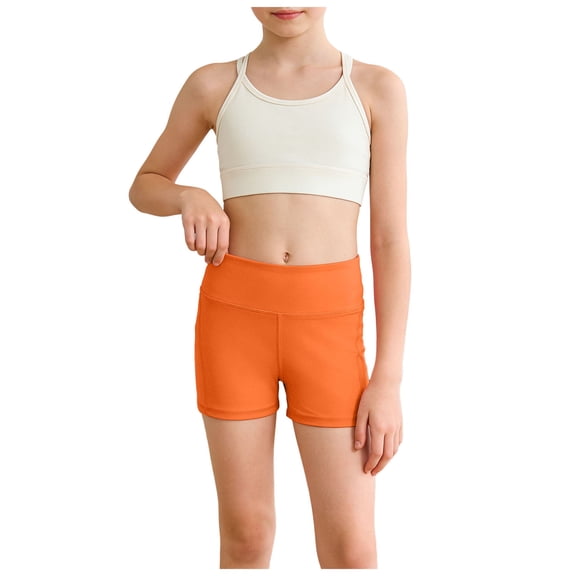Ymyiu Toddler Biker Shorts Girls Shorts Kids Toddler Girl Bike Under Dress Shorts 5T 6T (Orange,5-6 Years)