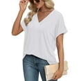 thumbnail image 4 of Ronuti Womens Summer Tops Short Rolled Sleeve Shirts 2026 Fashion V Neck Clothes, 4 of 8