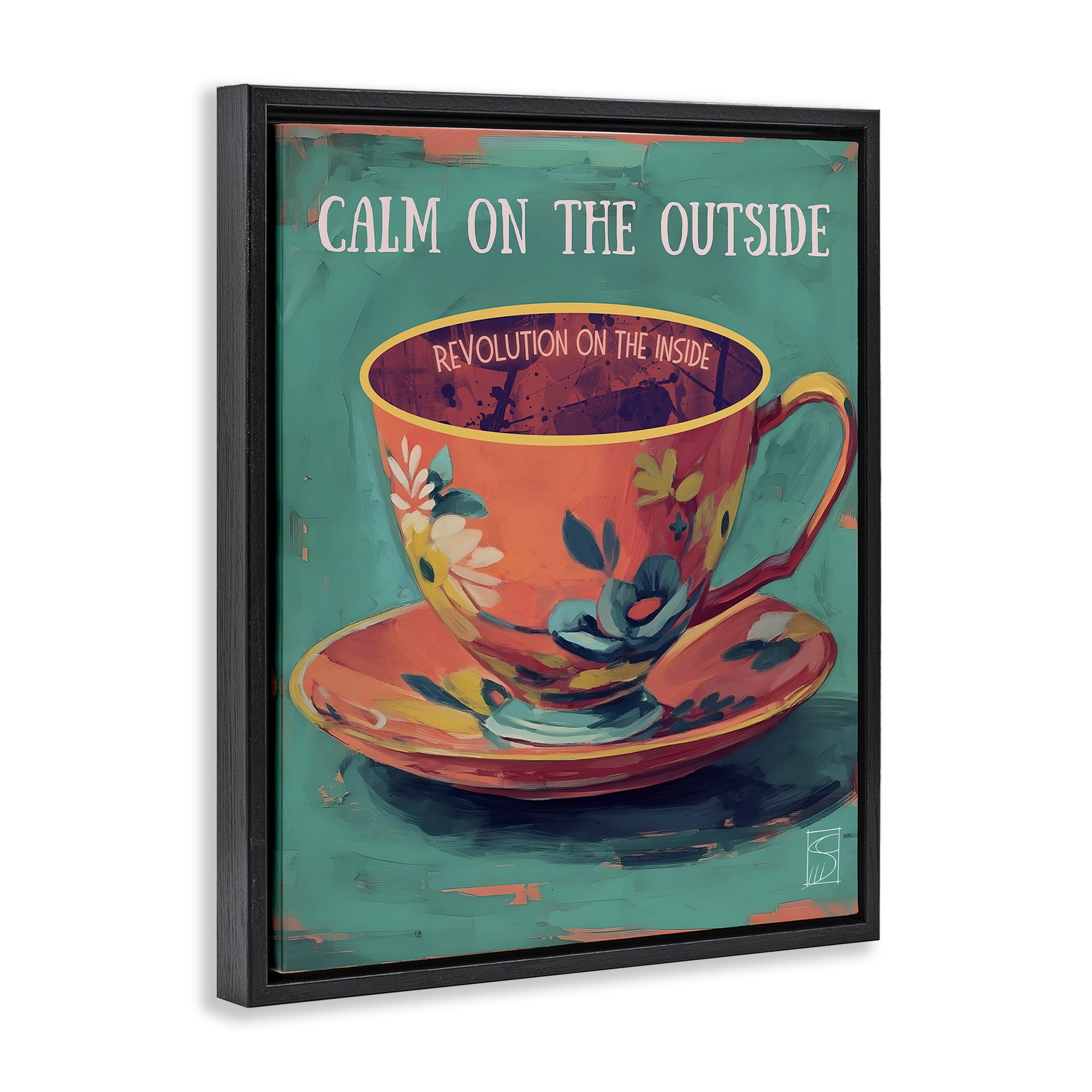 Stupell Industries Revolution On The Inside Black Framed Floater Canvas Wall Art, design by Sara Culpepper