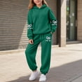 thumbnail image 2 of newwalpole Toddler Kids Tracksuit Boys Girls 2 Piece Sweatsuit Jogging Outfits Jogger Sweatpants Hooded Sweatshirt Fashion Clothing Sets Dark Green for Size 11-12 Years, 2 of 6