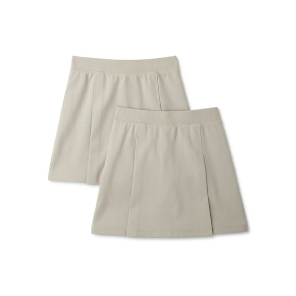 Wonder Nation Girls School Uniform Stretch Ponte Knit Scooter Skirt, 2-Pack, Sizes 4-16