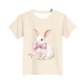 thumbnail image 5 of Piuwrlz Beige Short Shirts Sleeve Toddler Girls Graphic T-Shirts Crew Neck Pullover Beige Size 5 T, 5 of 6