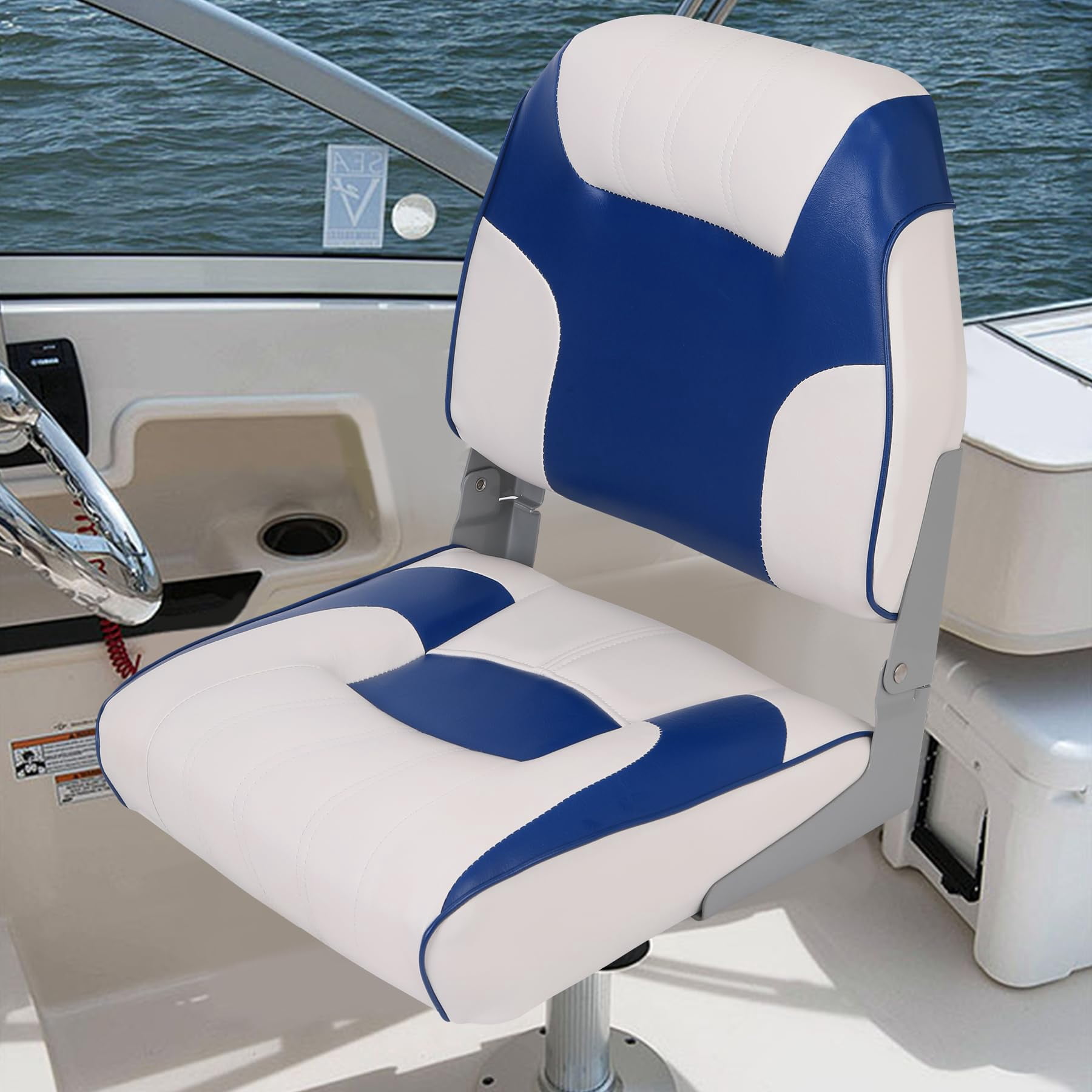 M optimized Set of 2 Premium Low Back Folding Boat Seat, Marine Seats for Fishing, Sightseeing, Speedboats, Canoes