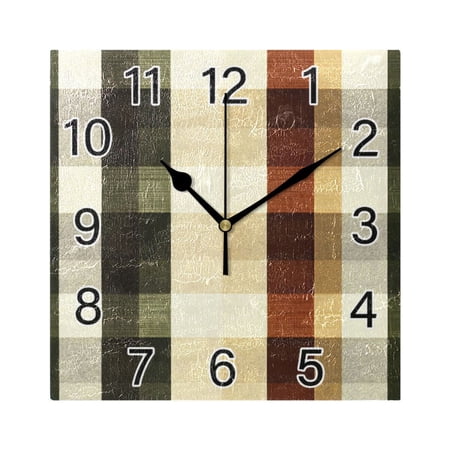 Ryvnso Checkered Grid-a1 Wall Clock Square Silent Non-Ticking Battery Operated 7.78