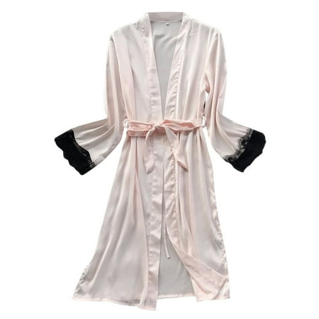 Midwennn Women Sexy Satin Silk Sleepwear Pajamas Nightdress Lingerie Night Dress Bridal Underwear for Bride