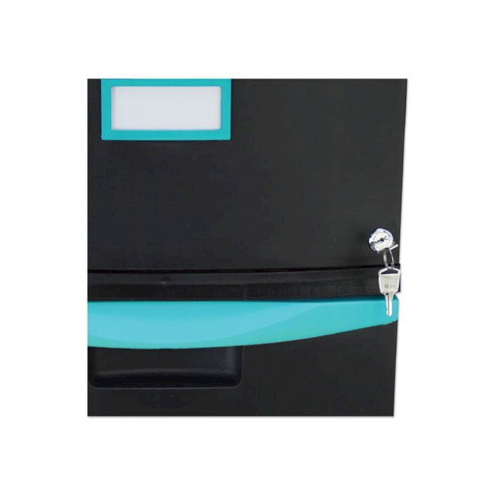 Storex 2-Drawer Mobile File Cabinet, 18-3/8" x 14-7/8" x 26", Teal/Black