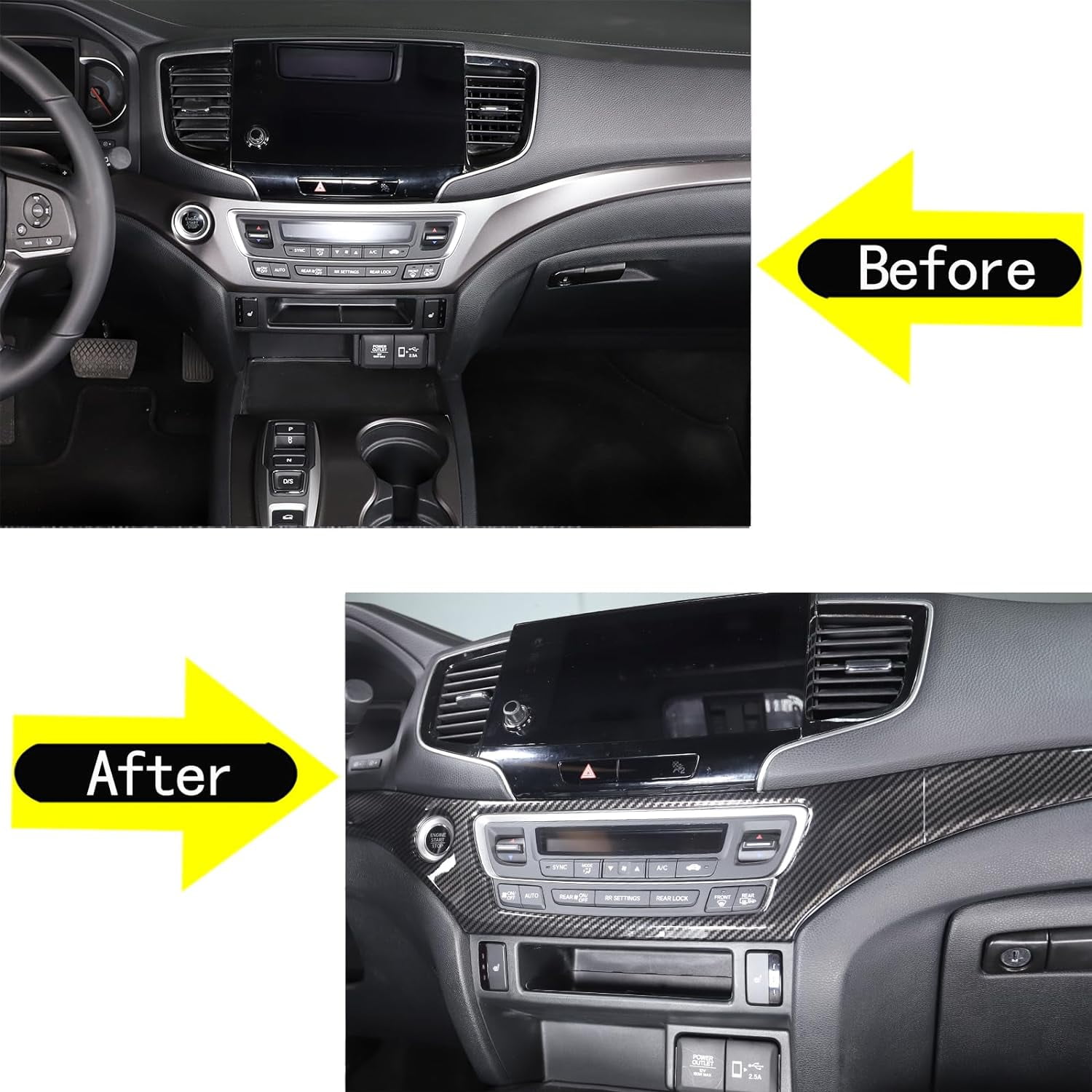 TINKI Center Console Dashboard Panel Strip Trim for Honda Pilot 2016-2022 Interior Decorative Cover Protector Accessories , ABS