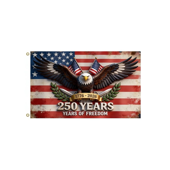 USA 250th Anniversary Flag 3x5 FT C, 250 Years of Freedom American Flag for Outside 4th of July Decorations Yard Decor