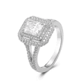 thumbnail image 4 of Eclet Jewels 1.9 Ct Lab Created Radiant Cut Diamond Double Halo Rings - 14K White Gold Over Rings - Modern Engagement Wedding Double Halo Rings For Her - Forever Diamond Split Shank Rings for Women's, 4 of 9