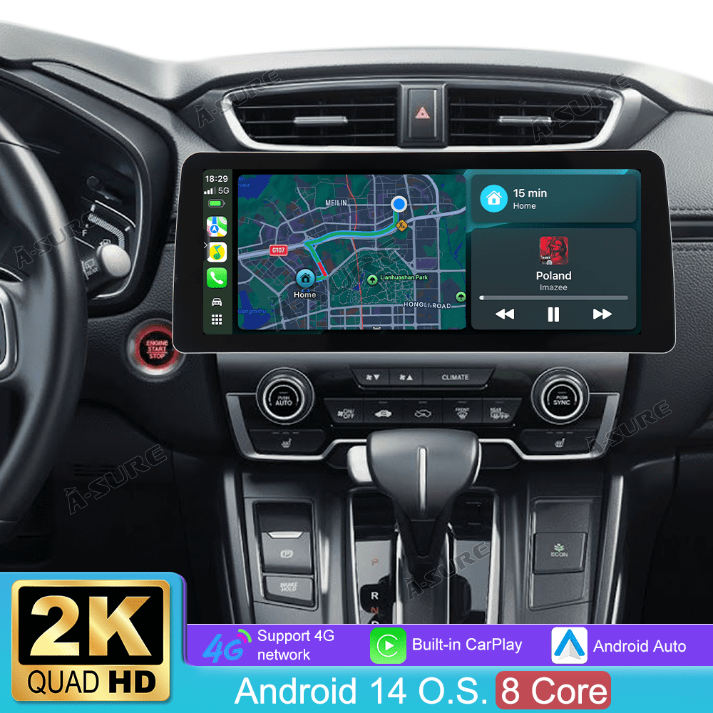 12.3" HD Touchscreen 4+64GB Car Stereo for Honda CR-V CRV 2017-2021 with 8-Core CarPlay Radio/Android Auto/GPS Navi/4G LTE/Wi-Fi/BT 5.0/DSP/SWC