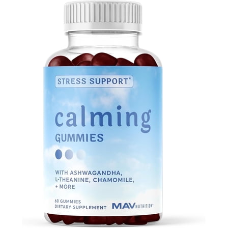 Calm Gummies for Teens Stress Relief Supplement | Theanine, Ashwagandha, GABA, Chamomile & Lemon Balm Calm Sleep Gummies | Raspberry Flavor | 60ct