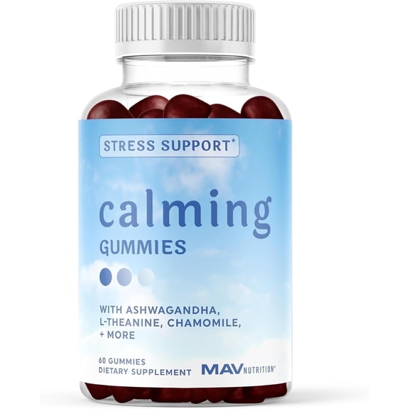 Calm Gummies for Teens Stress Relief Supplement | Theanine, Ashwagandha, GABA, Chamomile & Lemon Balm Calm Sleep Gummies | Raspberry Flavor | 60ct