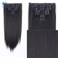 thumbnail image 2 of Deago 24" inch 16 Clips Full Head Long Straight Clips in on Synthetic Hair Extensions Hair 6 pieces for Women "Black", 2 of 8