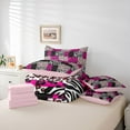 thumbnail image 6 of Manfei Zebra Leopard Print 7 Pieces Bedding Comforter Set for Female Men Teens,Geometric Plaid Full Bedding Set Lightweight,Animal Print Fitted Sheet Flat Sheet,Breathable Home Decor, 6 of 8