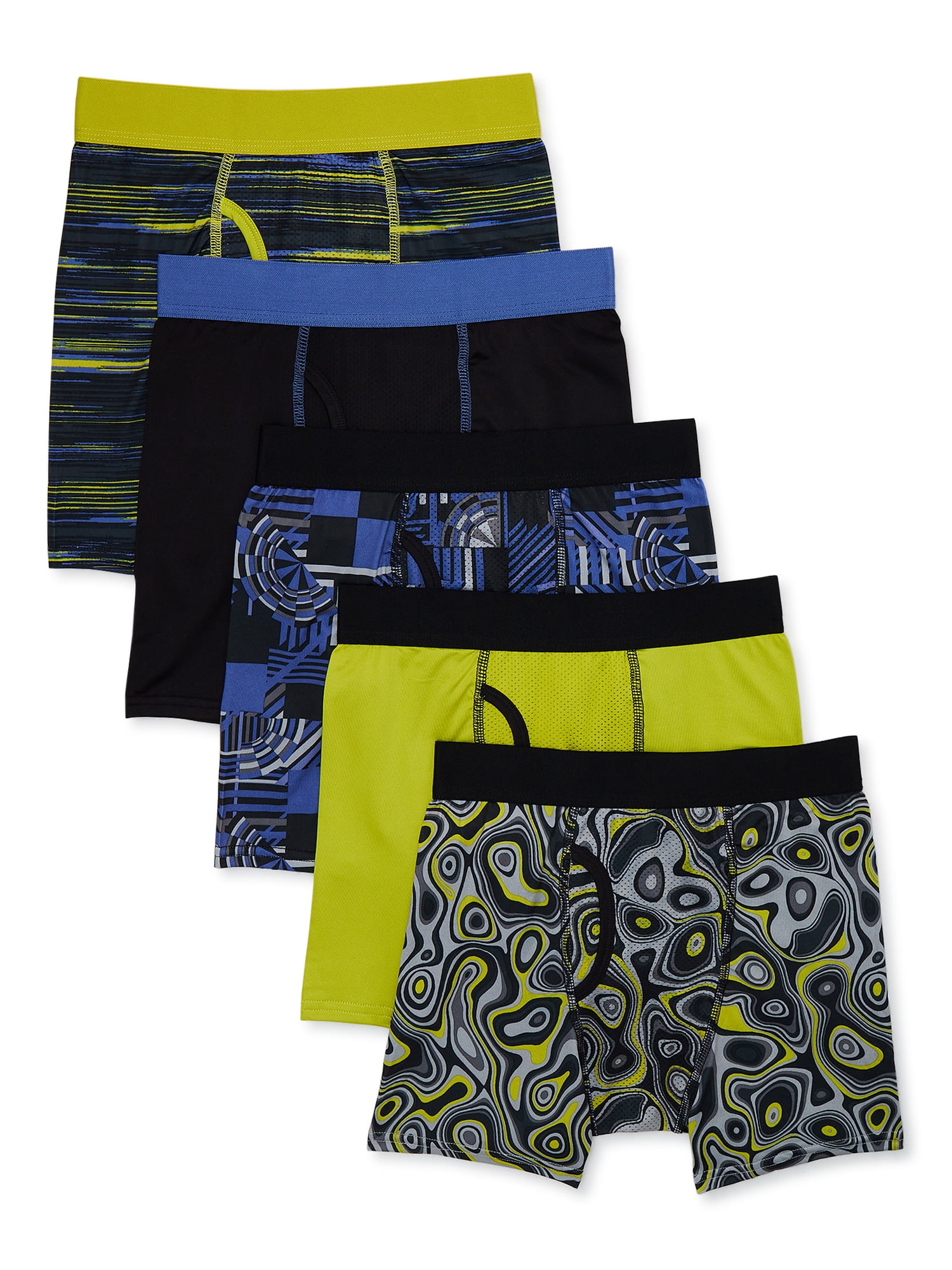 Athletic Works Boys Performance Boxer Brief Underwear, 5Pack, Sizes S