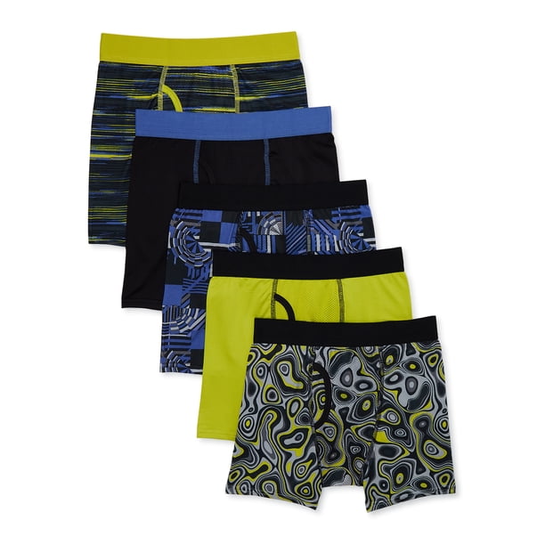 Athletic Works Boys Performance Boxer Brief Underwear, 5Pack, Sizes S