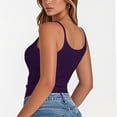 thumbnail image 4 of Sleeveless Tank Top for Women Spaghetti Strap Form Slim Fitting Scoop Neck Ribbed Knit Basic Cami Shirts Purple XL, 4 of 5
