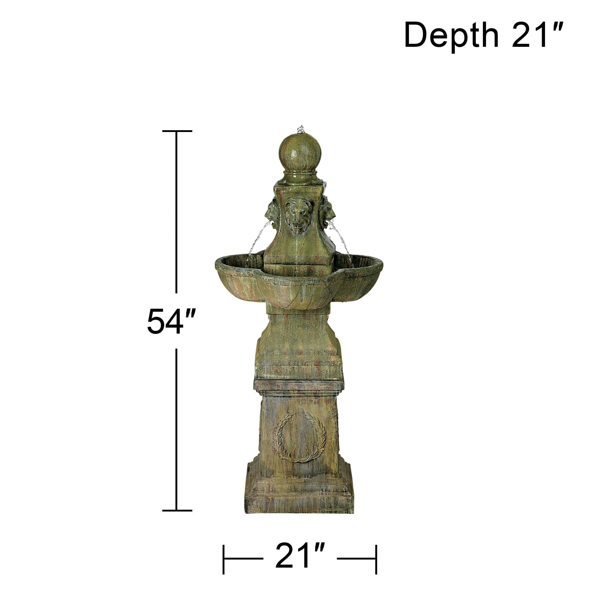 Royal Lion 54" High Large Italian Outdoor Decor Faux Stone Floor Fountain Pedestal Outside Garden Patio Yard