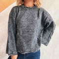 thumbnail image 6 of Htigea Women's Pullover Sweaters Patchwork Crew Neck Long Sleeve Jumpers Casual Loose Fit Knit Tops Dark Gray M, 6 of 6