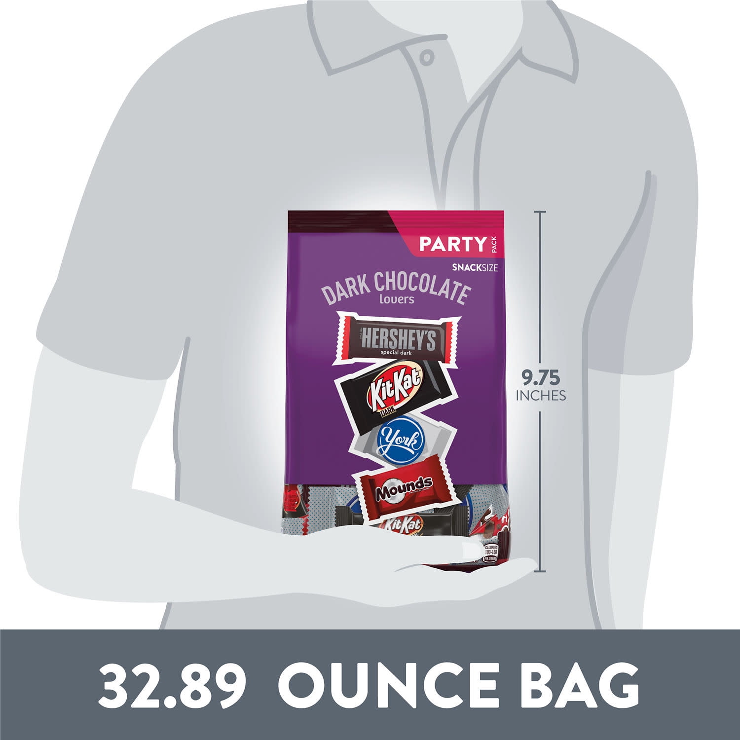 Hershey Assorted Dark Chocolate Flavored Snack Size Candy, Party Pack 32.89 oz