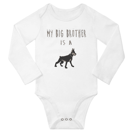 

My Big Brother is a Doberman Dog Cute Baby Long Sleeve Rompers Boy Girl Newborn Clothes Unisex (White 0-6M)