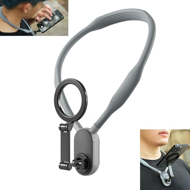 Skygrip Soporte para teléfono, soporte magnético para el cuello, soporte magnético para teléfono celular, collar manos libres, soporte para teléfono con anillo magnetizador, soporte para selfie POV/Vl