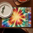 thumbnail image 4 of Colorful Tie Dye Mandala Pattern Summer Placemats Table Placemats Set Of 6-Linen Kitchen Washable Placemats Table Mats 11.8"x17.7" Non-Slip Heat Resistant, 4 of 5
