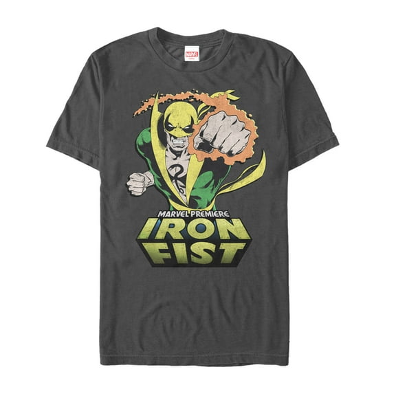 Men's Marvel Iron Fist Punch  Graphic Tee Charcoal Large