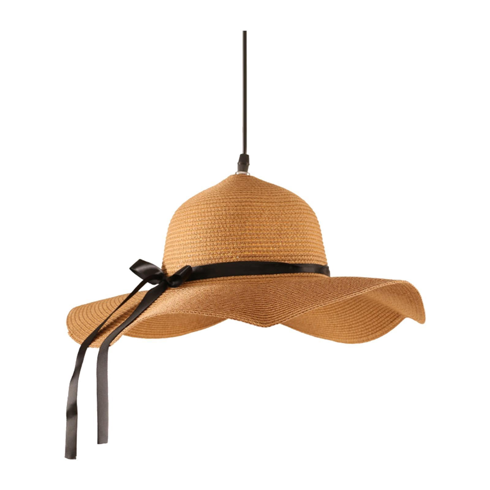 EHJRE Straw Rope Lamp Shade Handwoven Lamp Shade,with Power Cord Chandelier Shade,Ceiling Light Bulb Cover,for Office,Bedroom Hotel