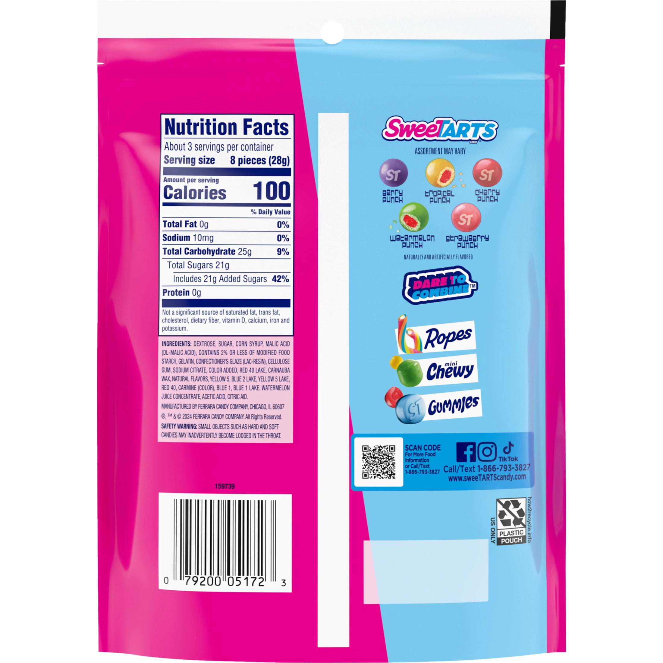 SweeTARTS Chewy Fusions Candy, Fruit Punch Medley, Sweet and SweeTARTS Chewy Fusions Candy, Fruit Punch Medley, Sweet and
