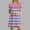 Pink, variant on Juslio Women Dress Round Neck Vintage Striped, Midi Dress Loose Casual Short Sleeve T-Shirt Dresses