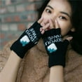 thumbnail image 1 of Guantes de invierno cálidos para mujer, con forro polar grueso, para estudiantes, para escribir, montar, tejidos, con dibujos animados, de medio dedo, 1 of 6