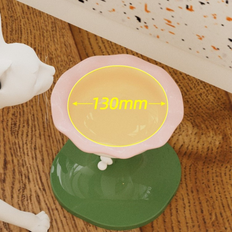 Fairela Lightweight Habitat Mounted Regular Ceramic Food & Water Bowl with 1 Cat Bowl, Pink Floral