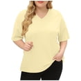 thumbnail image 1 of T-shirt Décontracté Col en V Coupe Ample pour Femmes Manches Courtes Confortables, 1 of 4