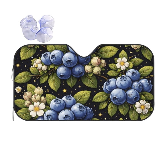 Blueberry Floral Botanical Car Windshield Sun Shade Universal Fit Auto Sun Visor Protector
