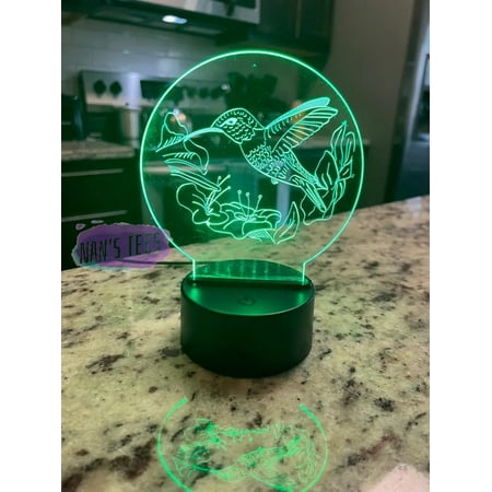 

Hummingbird Engraved Clear Acrylic 3D LED Night Light with Base and Remote