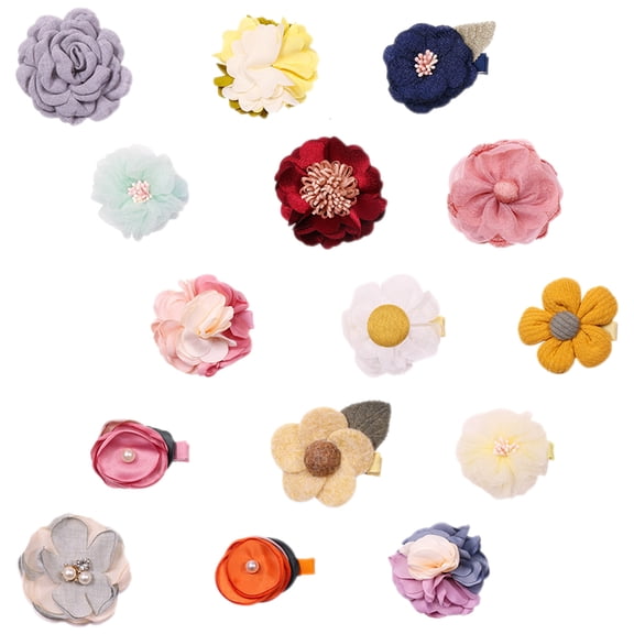 PTOOTP 15pcs Hair Decoration Flower Hairpins Multi-colored Cloth for Women Special Occasions