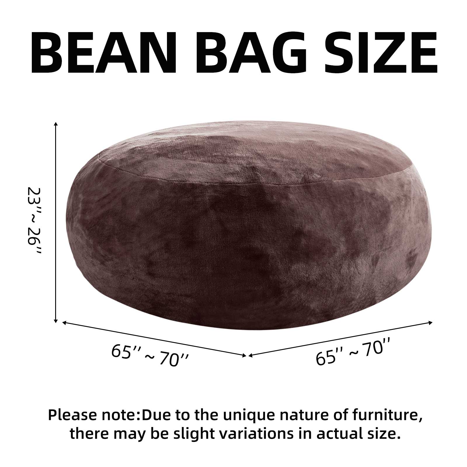 Bean Bag Chair 6FT,  Large Memory Foam Filled Chair for Adults and Teens, Soft Sofa with Removable Flannel Cover, Round Couch for Living Room Bedroom College Dorm