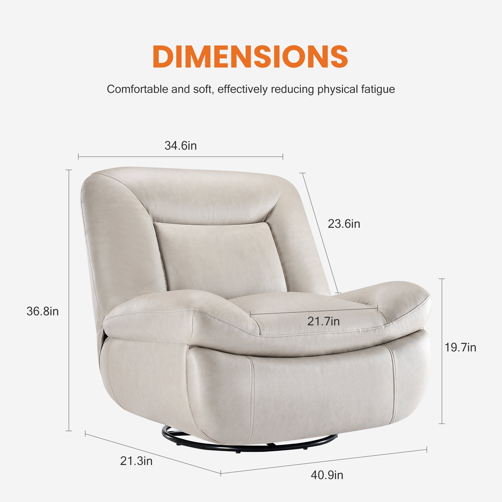 EDX Recliner Chair, 360 Swivel Rocker Chair for Adults, Rocking Chair Nursery, Thickened Seat Cushion Upholstered Linen Recliner Rocking Chair for Living Room, Beige