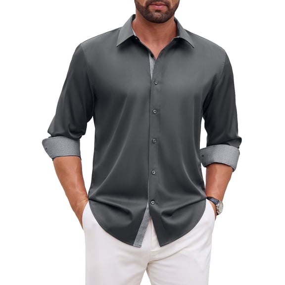 sogami Mens Long Sleeve Stretch Dress Shirts Casual Button Down Shirt