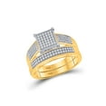 thumbnail image 2 of 10kt Yellow Gold His Hers Round Diamond Square Matching Wedding Set 5/8 Cttw, 2 of 3