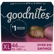 Goodnites Girls' Nighttime Bedwetting Underwear, XL (95-140 lb.), 46 Ct