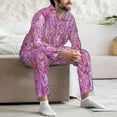 thumbnail image 7 of Cauagu Pink Roses Print Men's Long-Sleeve Pajama Set,Soft Button-Front 2Pjs for Men Long Sleeve Men’s Sleepwear-Large, 7 of 7