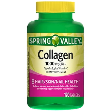 Spring Valley Collagen plus Vitamin C Tablets, 1000 mg, 120 Ct