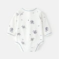 thumbnail image 4 of Zwiiyzr 0-3M Baby Unisex Bubble Romper Spring Fall Onesie Lace Up Newborn Climbing Clothes Long Sleeve Thin Boy and Girl Baby Clothes White, 4 of 9