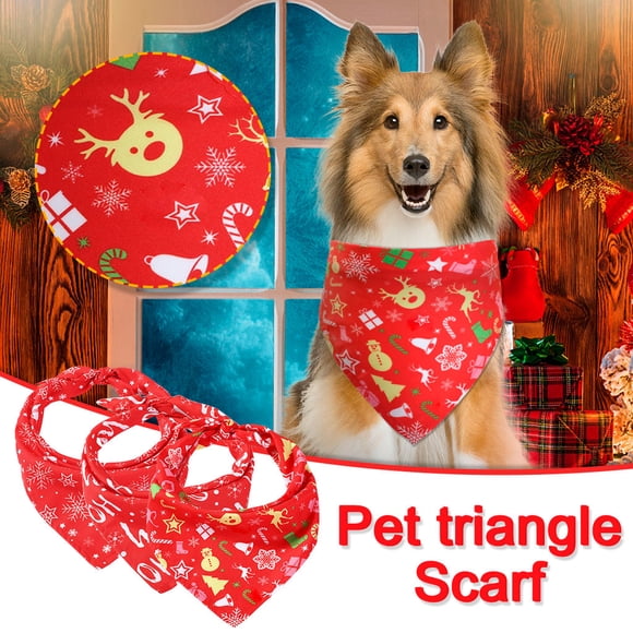 Fiudx Bufanda Navideña para Mascotas, Tela Suave de Doble Cara, Estilo Papá Noel, Accesorio para Fiestas, Diseño Adorable para Perros y Gatos, Cómoda de Llevar, Tamaño 65 X 45 X 45 Cm.