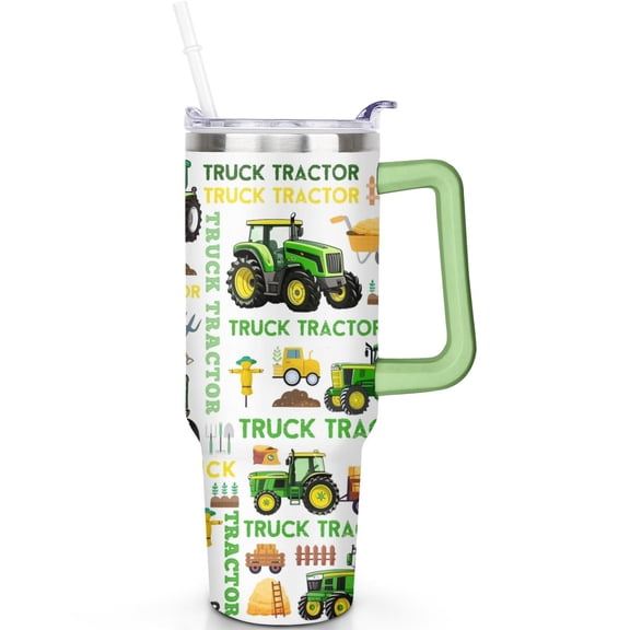 40oz Car Tumblers with Handle Flip Straw Lid Travel 40 oz Construction Tumbler Lids Straws Vacuum Insulated Leak Proof Stainless Steel Cup Mug Gifts for Men Women