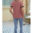 thumbnail image 3 of Gdvsclr Women'S Dressy Casual Blouses Business Casual Work Top Color Block V Neck Short Sleeve Shirts Summer 2025 Pink XXL, 3 of 7