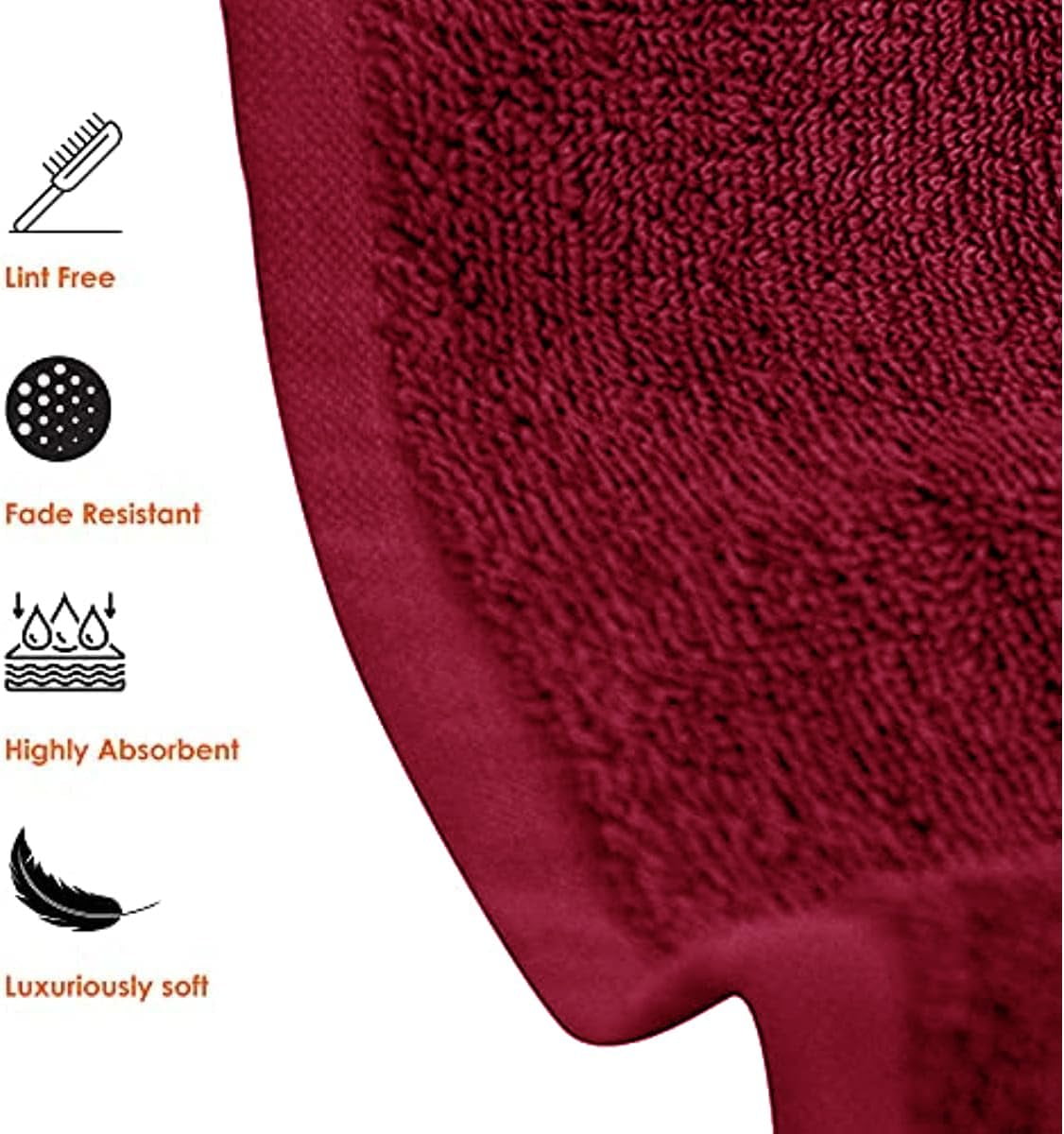 J&V TEXTILES 6 Pack Bath Towel Set 27 x 52 Inches, 500 GSM 100% Ring Spun Cotton Medium Lightweight and Highly Absorbent Quick Drying, Premium Towels for Hotel, Spa and Bathroom Red