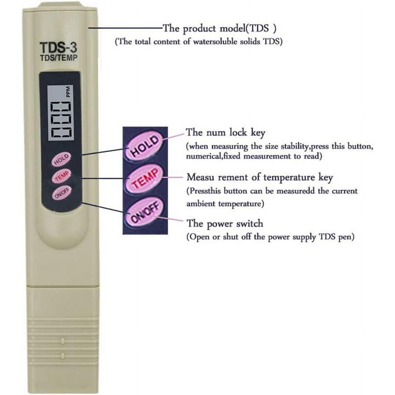 iPstyle Digital TDS Meter Water Tester, PPM Water Quality Tester Measuring  Range 0-9999ppm, Ideal for Drinking Water, Swimming Pool, Aquariums